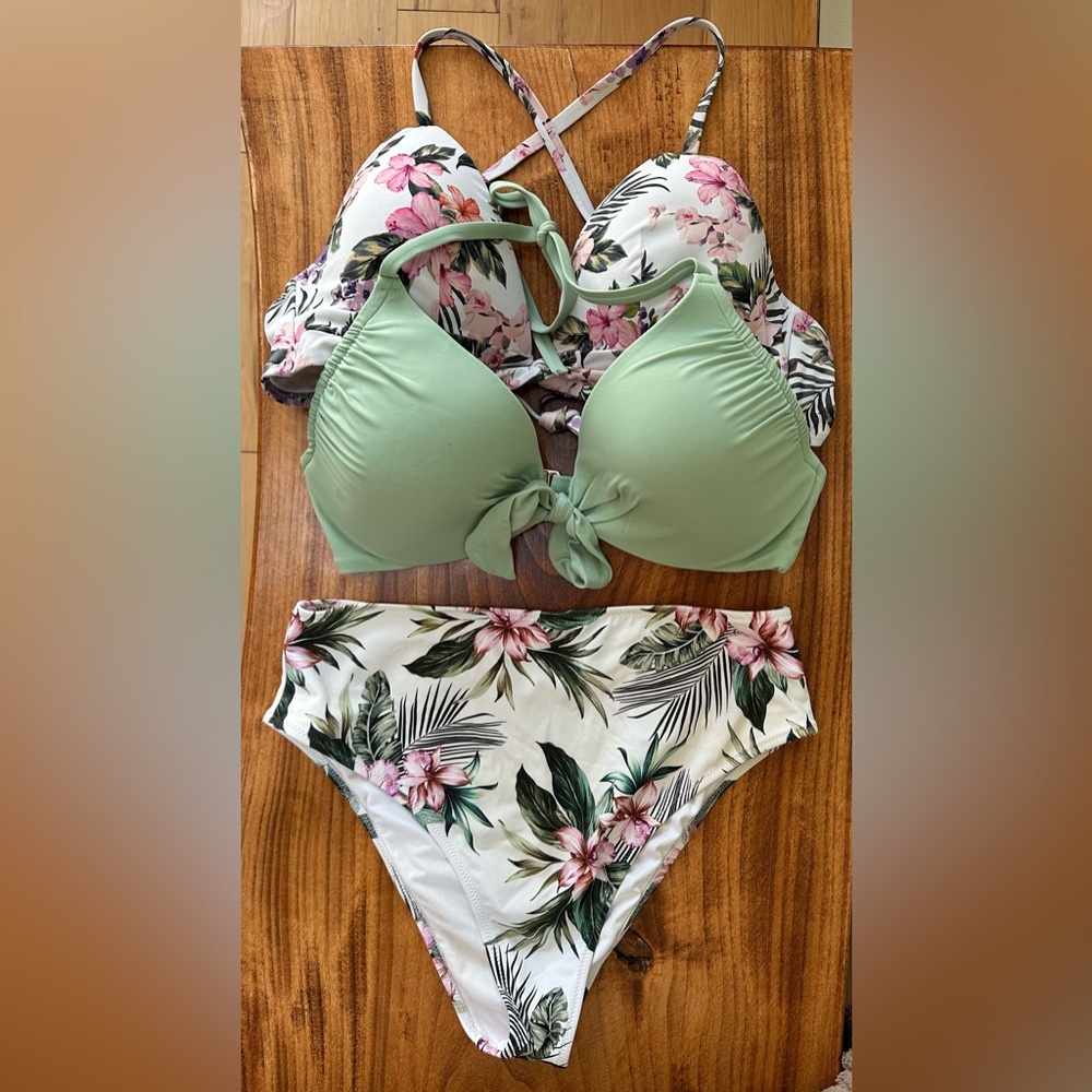 Shade & Shore Pink and White Bikini